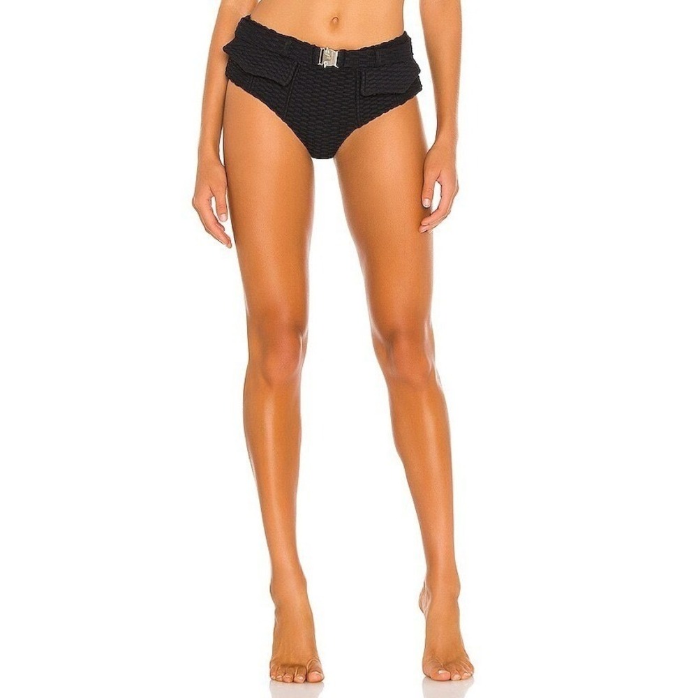 Devon Windsor Harley High Waisted Belted Bikini Bottom Black Woven Size‎ Small